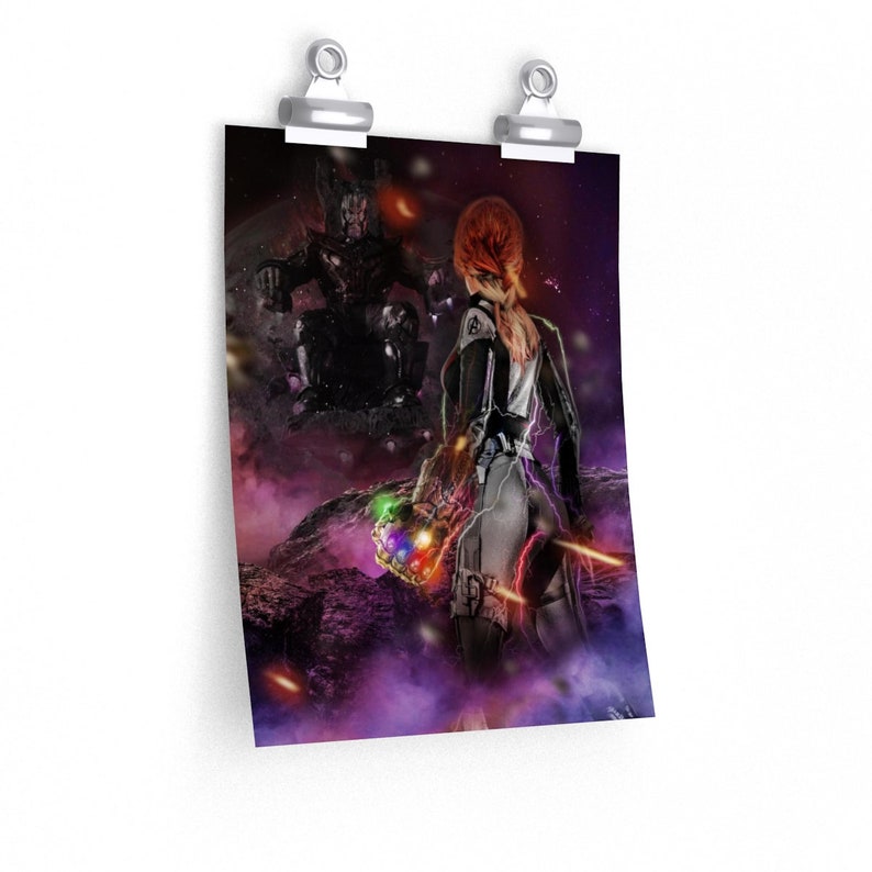 Black Widow with Gauntlet Premium Matte vertical posters