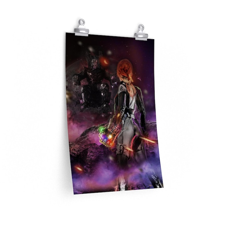Black Widow with Gauntlet Premium Matte vertical posters