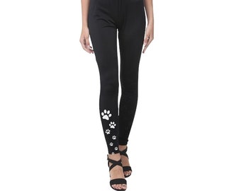 AlvaQ Womens Dog Paw Print Drawstring Workout Yoga Joggers Pants High Waist Solid Stretch Sweatpants Lounge Pants
