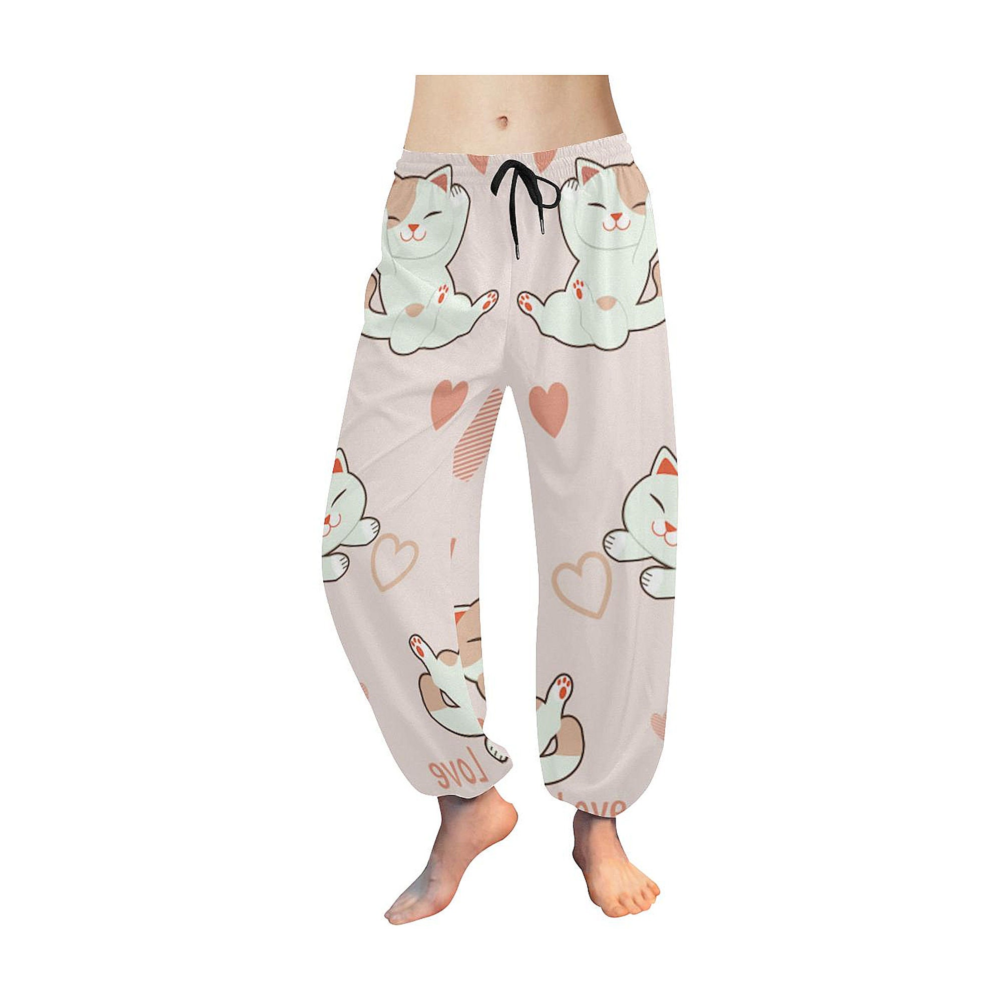 Cat Harem Pants Kitten Love Pink Harem 