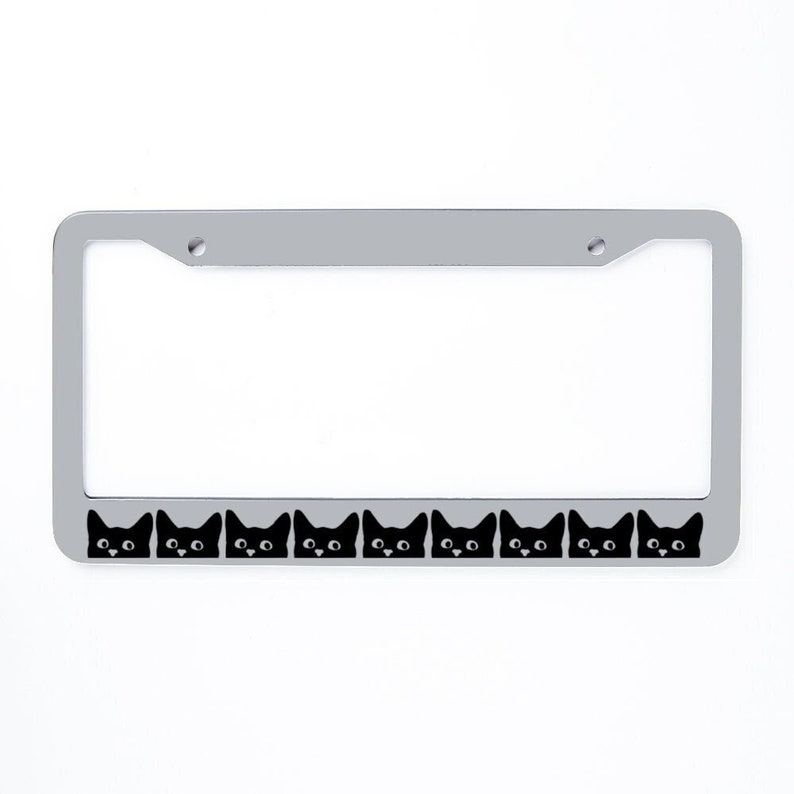Cat License Plate Custom Plate Frame Cute Peeking Cats Etsy