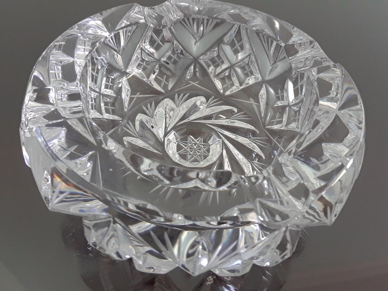 Vintage Lead Crystal Ashtray Pinwheel Design Etsy