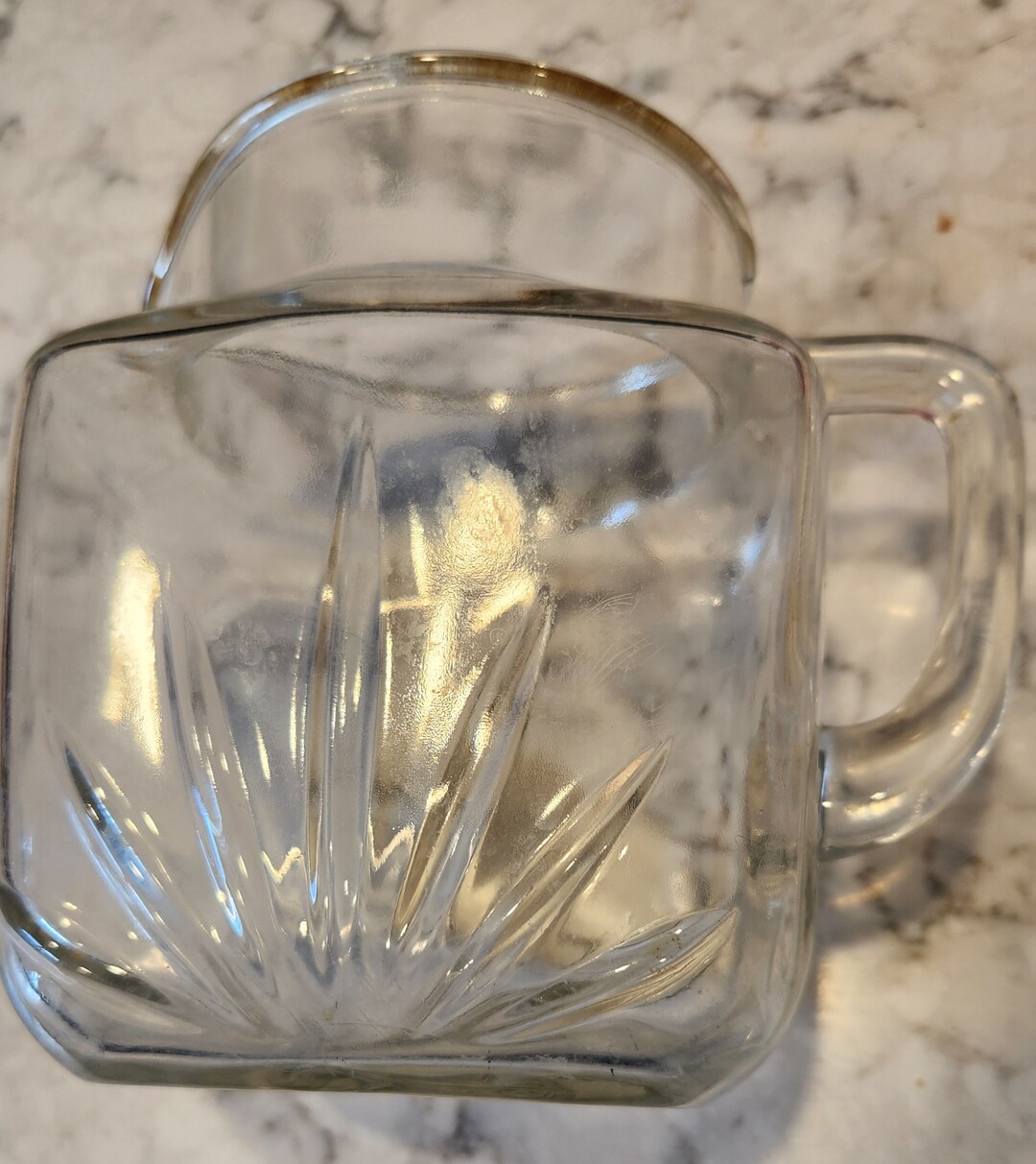 Vintage Federal Glass Star Bottom Starburst Clear Pitcher MCM - Etsy
