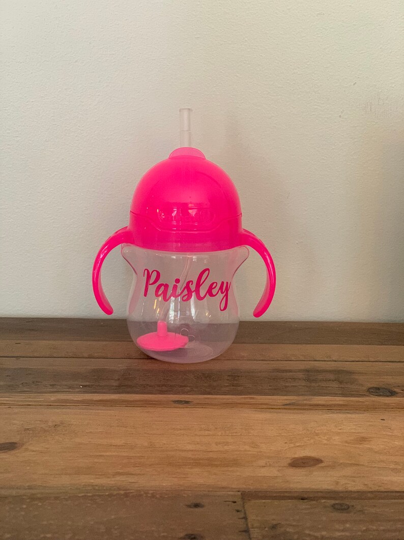 Munchkin Weighted Straw Cup With Handles Personalized. Sippy Cup. Straw