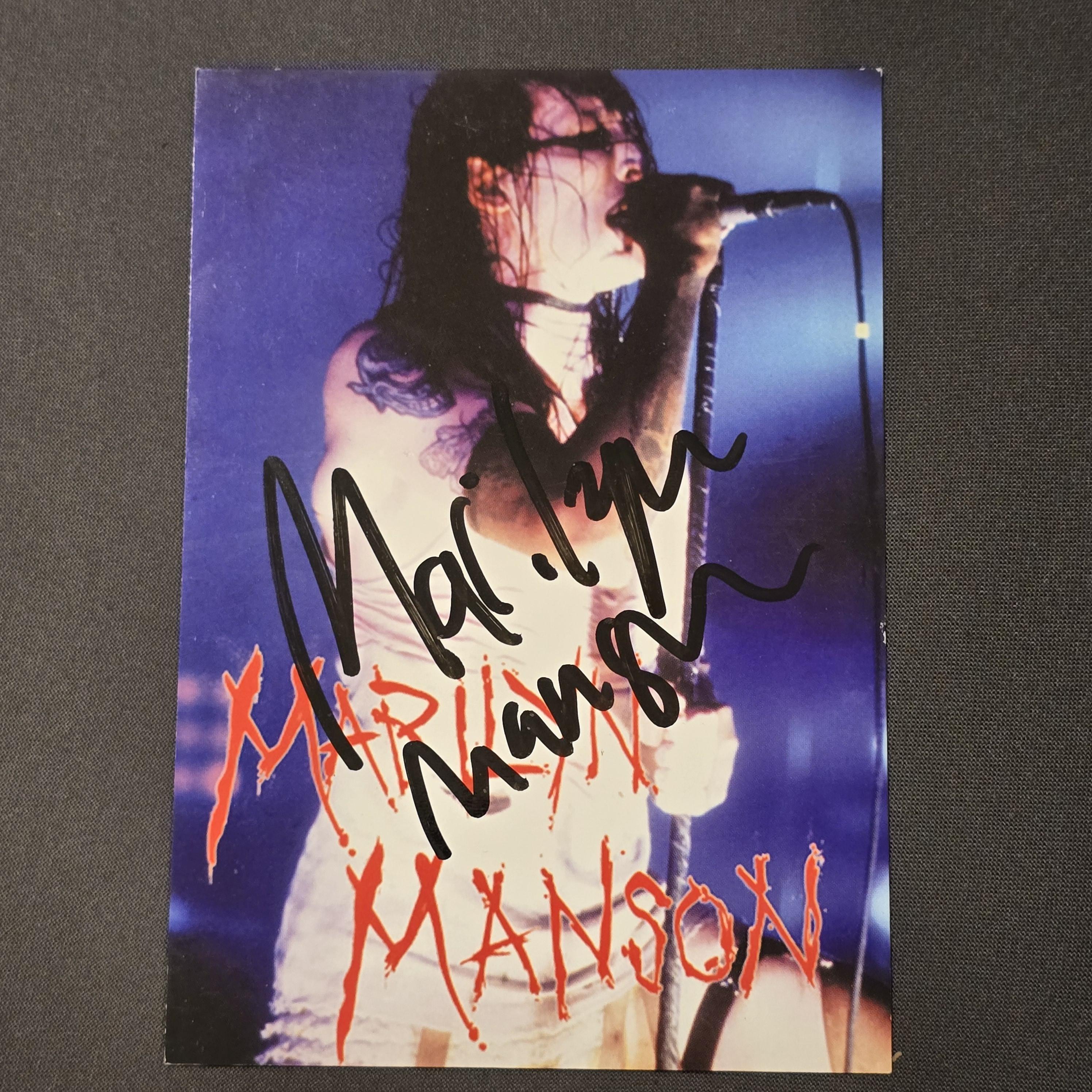 激レア‼︎ Marilyn Manson アナログ4枚セット Marilyn Manson Signed Postcard Blue, Original, Vintage, Great