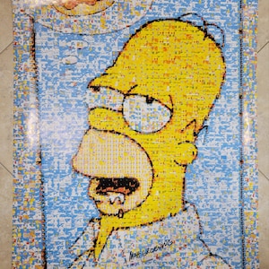 The Simpsons signed poster Homer Simpson Photomosaics, Matt Groening, Original, Vintage, Poster, Great Gifts, 60s 80s 90s