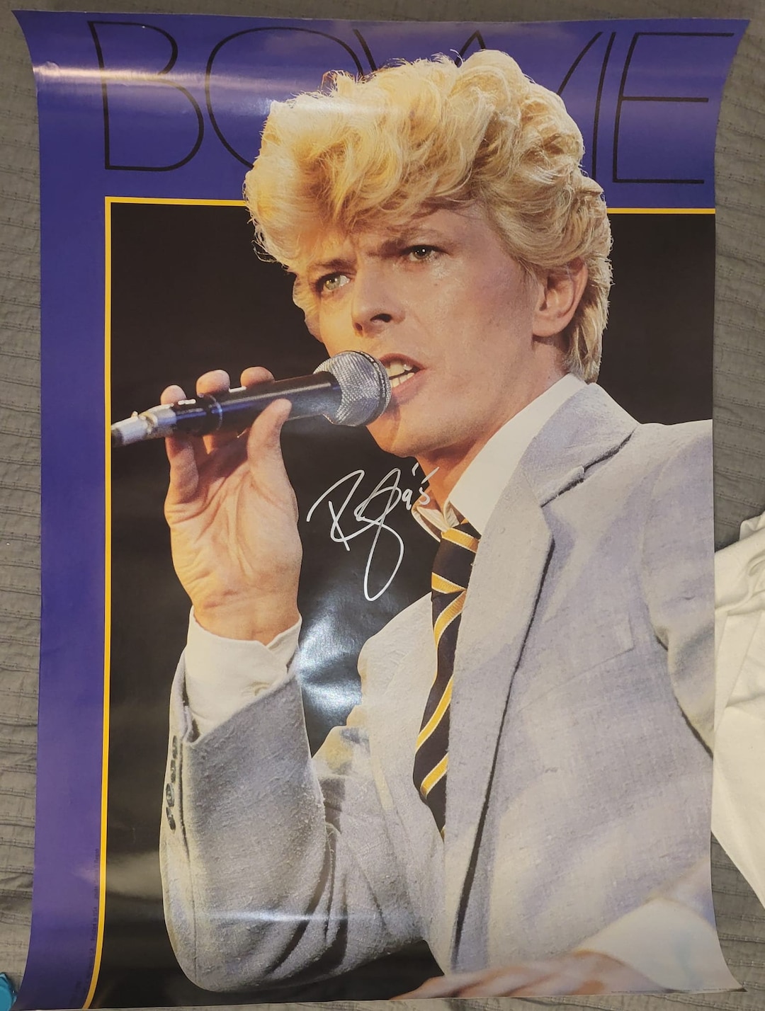 David Bowie Signed Poster 1984, Original Album, Vintage Vinyl Record ...