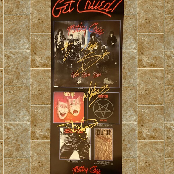 Motley Crue signed poster ***promo Girls Girls Girls **1987**4 band members **, Original, Vintage, Great Gifts, 70s 80s 90s