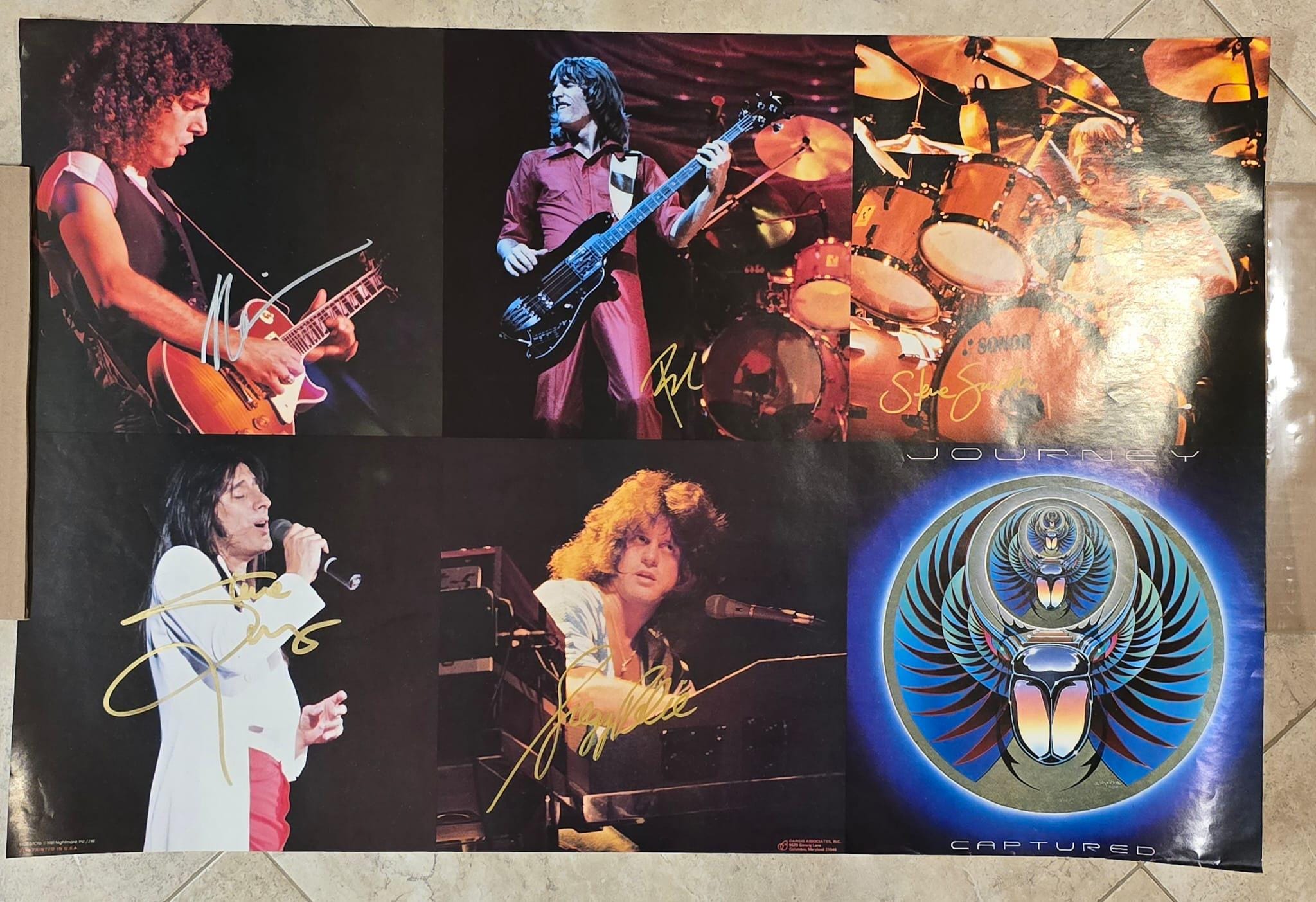 Journey signed poster Captured 1981, 5 members, Original, Vintage, Great Gifts, 60s 80s 90s