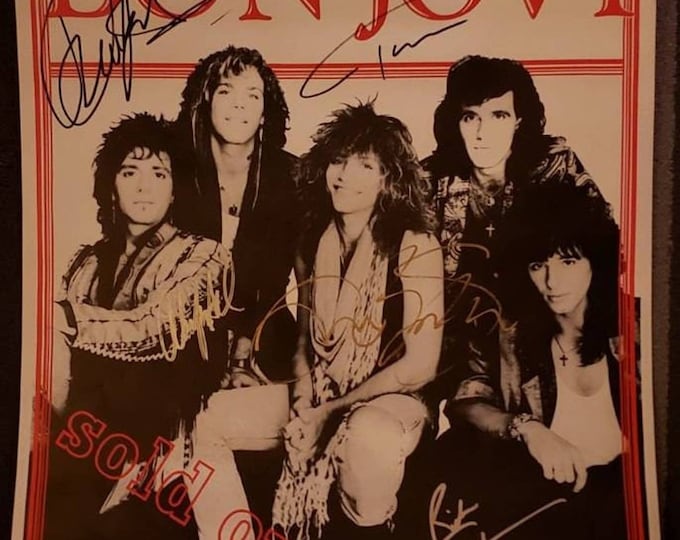 Bon Jovi signed Event Poster Slippery When Wet Tour, Original Album, Vintage Vinyl Record, Great Gifts, 70s 80s 90s