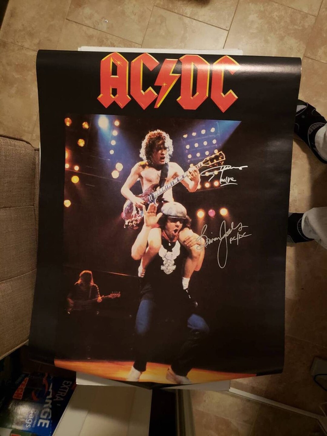 AC/DC Signed Poster Flick of the Switch, Original Album, Vintage Vinyl