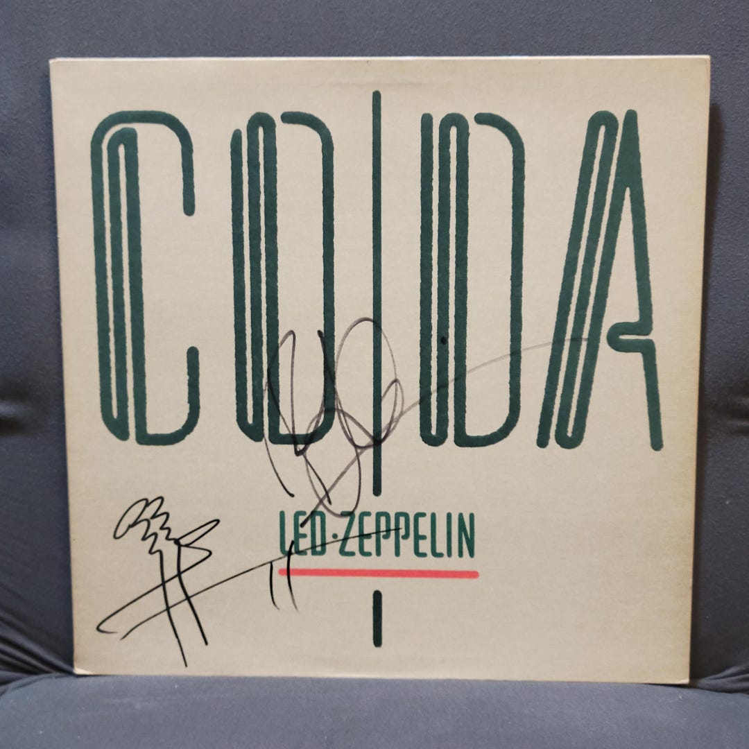 Led Zeppelin Signed Lp Coda, 2 Members, Original, Vintage, Great Gifts ...