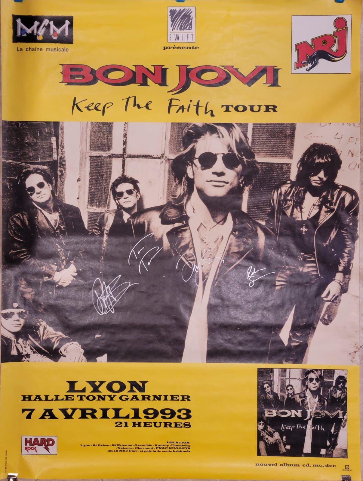 Bon Jovi Signed Subway Size Poster Keep the Faith Tour