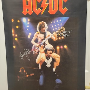 Póster firmado de AC/DC Flick Of The Switch para 2 miembros, original, vintage, un gran regalo, años 70, 80 y 90.