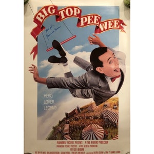 Pee Wee Herman Signed One Sheet Poster - Big Top Pee Wee - 1988 - Original, Vintage, Great Gifts, 70s 80s 90s