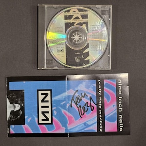 Nine Inch Nails Signed cd Pretty Hate Machine, Trent Reznor, Original, Vintage, Great Gifts, 70s 80s 90s