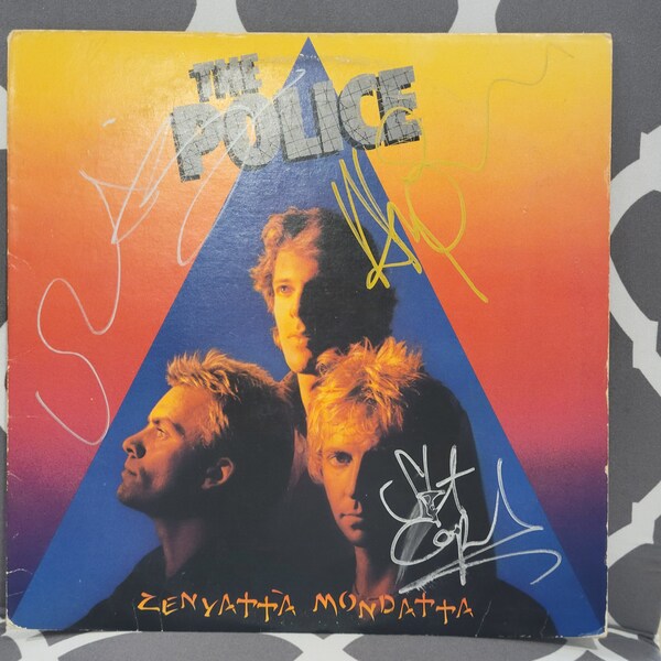 The Police signed lp Zennyatta Mondatta, 3 members,  Original Album, Vintage Vinyl Record, Great Gifts, 60s 80s 90s