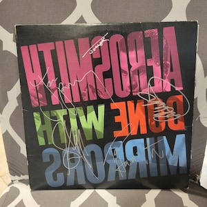 AeroSmith Signiert LP Done With Mirrors, 5 Glieder. Original, Vintage, tolles Geschenk, 60er 80er 90er Jahre