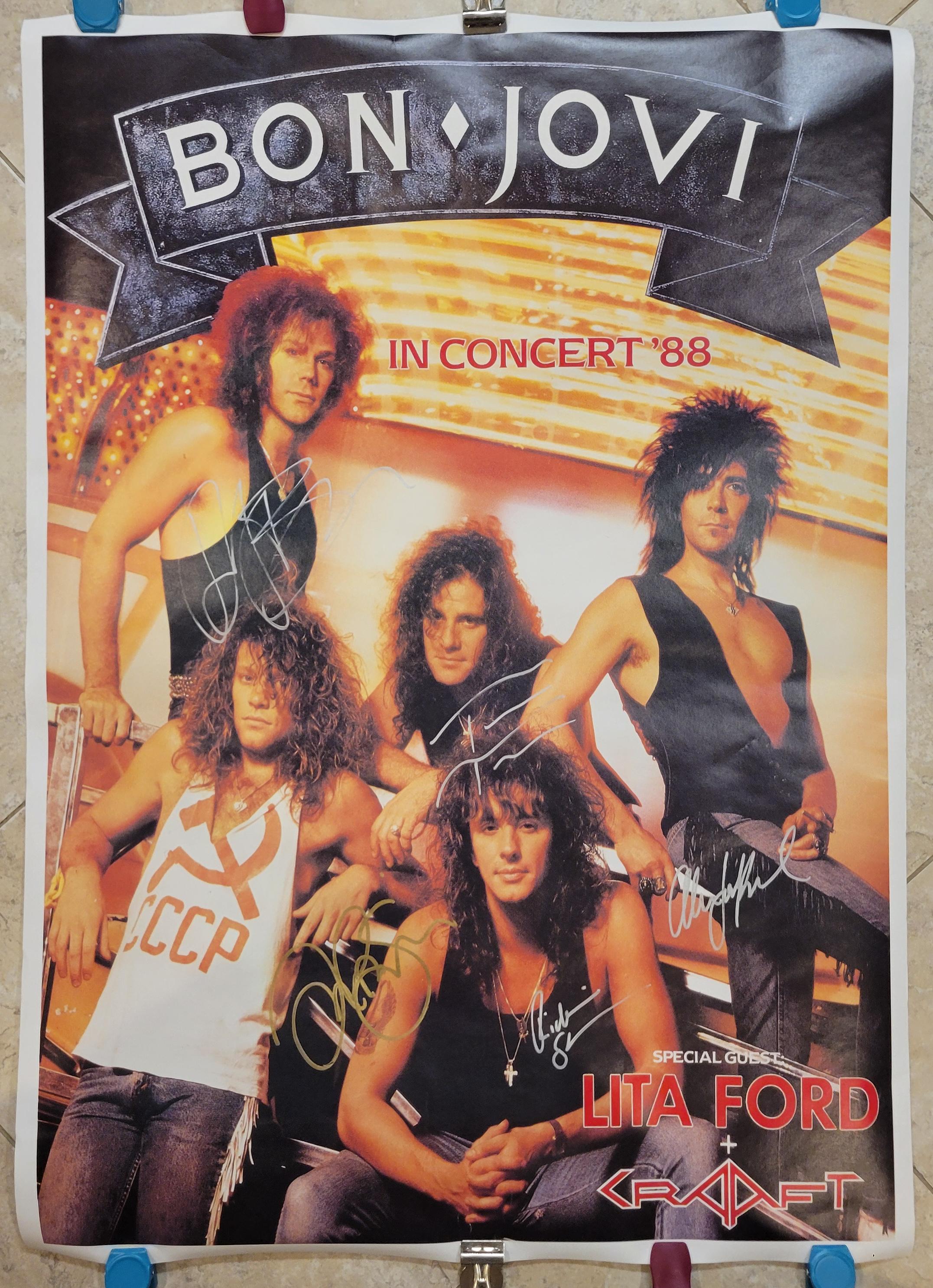 BONJOVI初期メンバーサイン入りポスター BONJOVI初期メンバーサイン入りポスター BONJOVI初期メンバーサイン