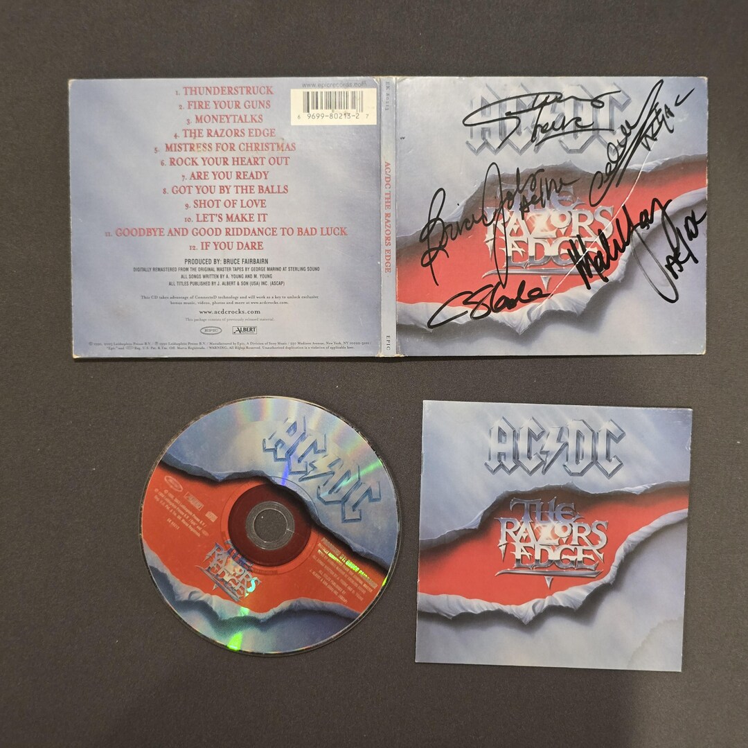 Hope Razor Disc Razor Edge AC/DC Signed Cd Razors Edge, 5 Members, Original, Vintage, Great Gifts ...
