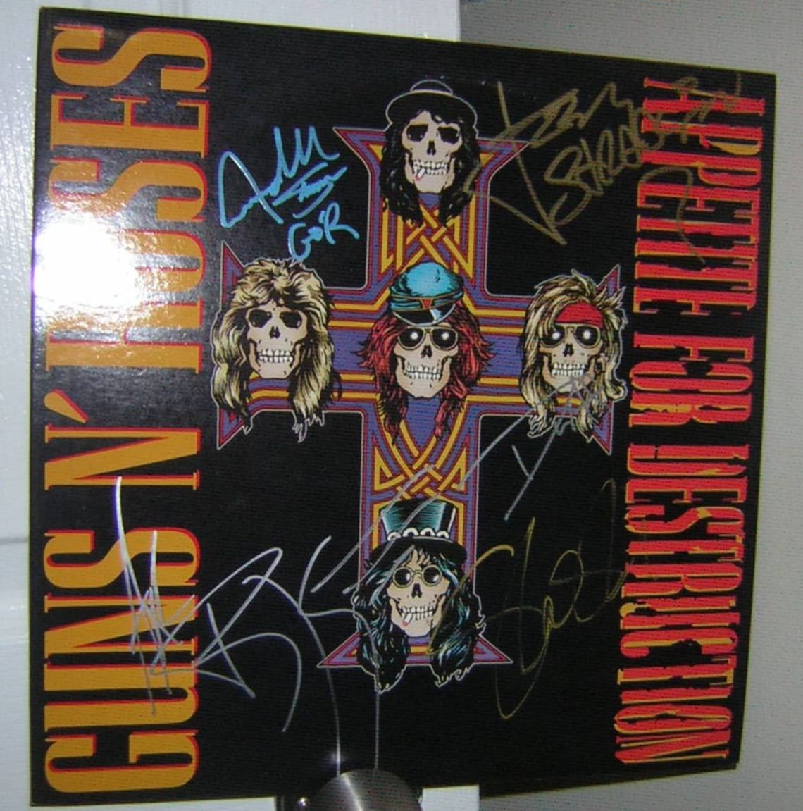 Guns N Roses signed lp Appetite For Destruction by 5 original image 1