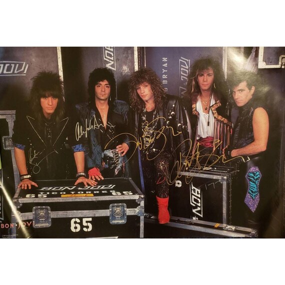 BONJOVI初期メンバーサイン入りポスター ボン・ジョヴィの直筆