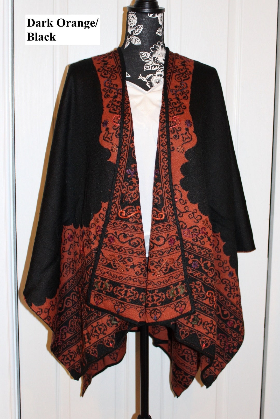 Reversible Alpaca Ruana Wrap: Hand-embroidered Floral Shawl - Etsy