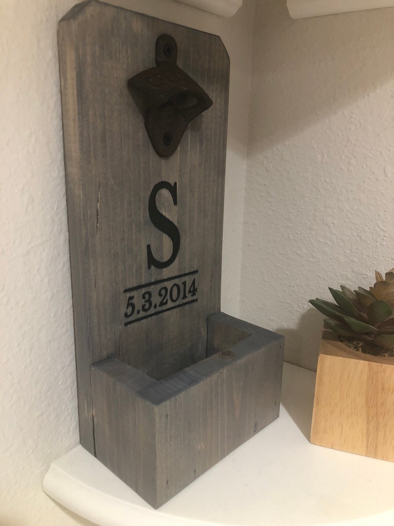 Personalized Bottle Opener Wall Mount / Beer Opener and Cap Etsy