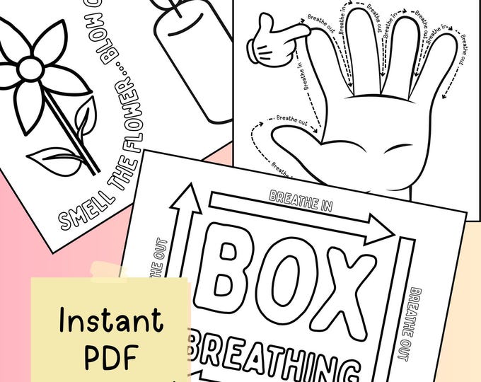 Breathing Exercises Coloring Pages: Coping Skills for Kids (digital ...