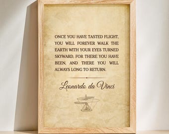 Leonardo da Vinci Aviation Quote Print, Pilot Gift (Digital Download)