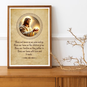 12. Bendice nuestra casa... Letrero familiar, letrero de bendición de la casa, regalo de inauguración, láminas de decoración del hogar, letreros cristianos para el hogar, regalo para el hogar, idea de regalo de boda