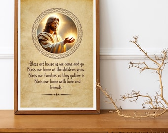 Lámina artística "Bendición del hogar": Decoración cristiana para el hogar (Descarga digital)