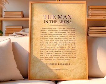 The Man in the Arena Print: Theodore Roosevelt Quote, Motivational Office Decor (Digital Download) , 53