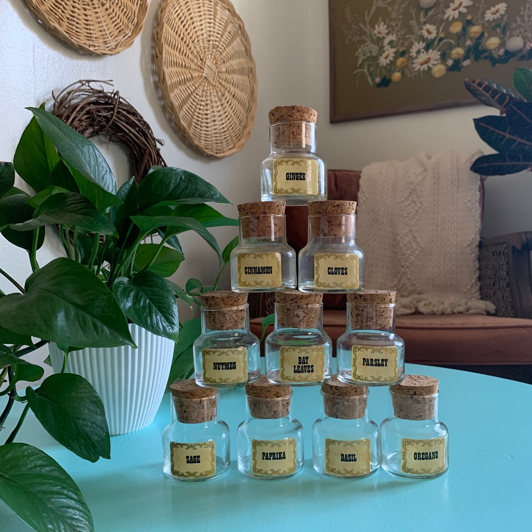 Vintage Glass Spice Jars Set of Ten Spice Jars Etsy