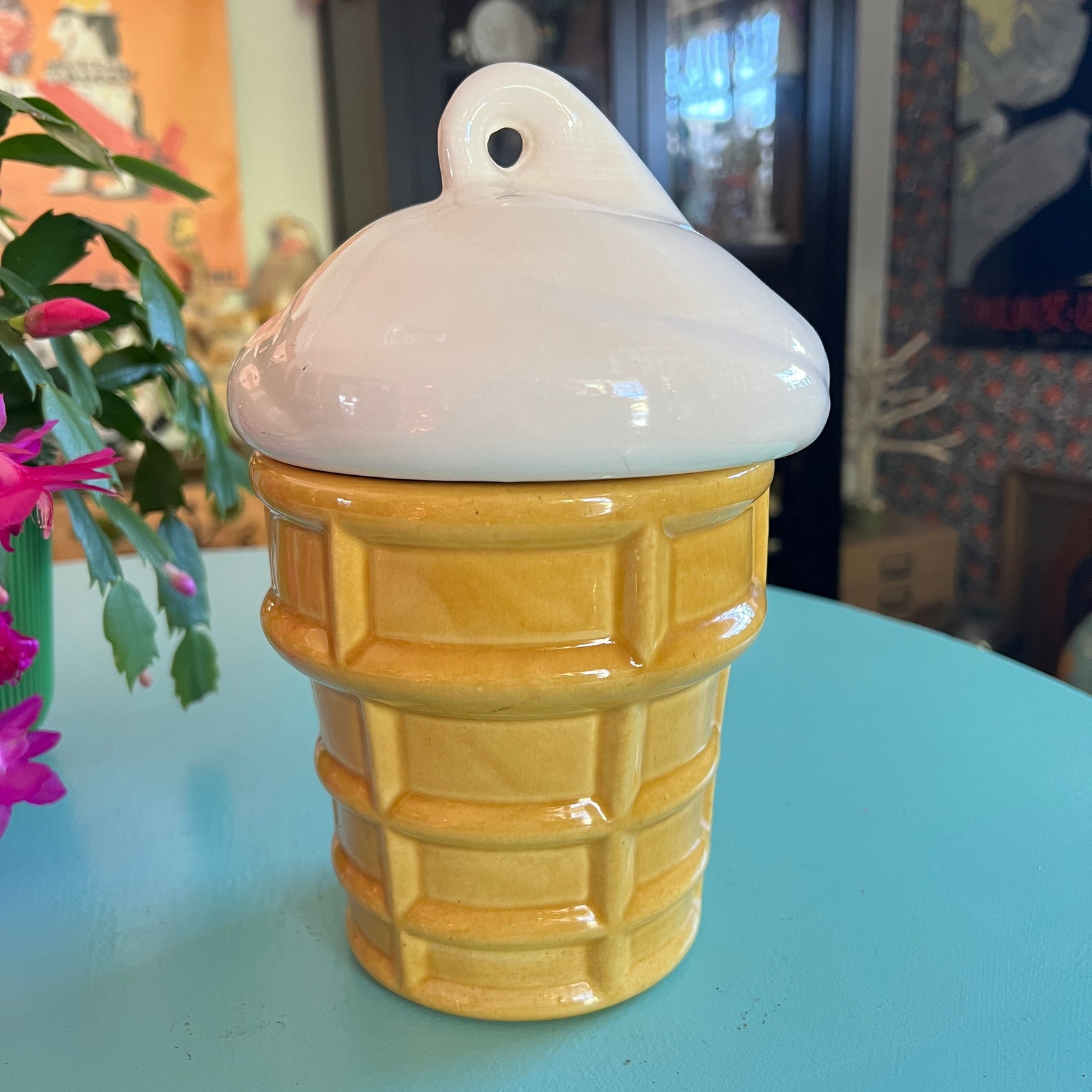 Vintage Ice Cream Cookie Jar Vanilla Ice Cream Cone Etsy