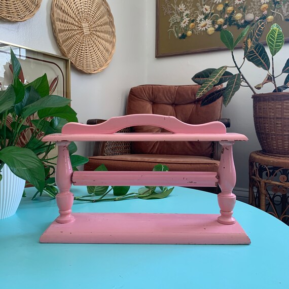 Vintage Pink Paper Roll Vintage Wooden Paper Towel Hold Etsy