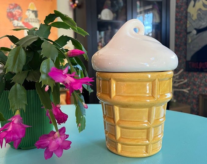 Vintage Ice Cream Cookie Jar Vanilla Ice Cream Cone Etsy