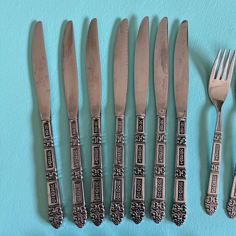 MCM Oneida Silverware Dinnerware Set for Seven Flower Etsy