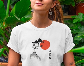 Breathe Japanese Art Unisex Tee, Yoga Top, Festival Clothing, Hippie Clothes, Bohemian & Boho Shirt, Meditation TShirt