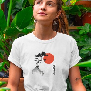 Breathe Japanese Art Unisex Tee, Yoga Top, Festival Clothing, Hippie Clothes, Bohemian & Boho Shirt, Meditation TShirt