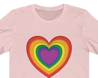 Rainbow Pride Heart Unisex Tee - Rainbow Shirt, Gay Pride, LGBTQ TShirt