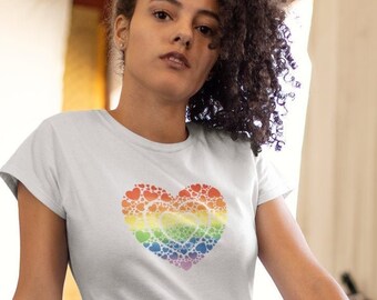 T-shirt unisexe Gay Pride coeur arc-en-ciel, chemise Lesbian Pride, T-shirt Queer Pride, T-shirt célébration, T-shirt bisexuel, T-shirt LGBTQ Pride