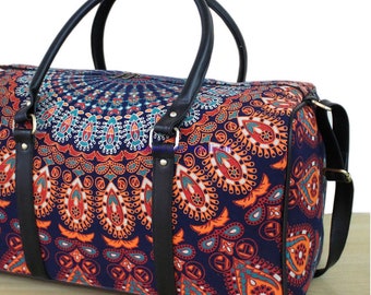 Sports Gym Duffel Barrel Bag Colorful Navajo Pattern Aztec Travel Luggage Handbag for Men Women