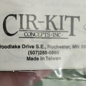 May include: A white label with black text that reads "CIR-KIT CONCEPTS INC." and includes the company's address, phone number, and the phrase "Made in Taiwan".
