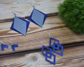 Trendy Geometric Dangle Earrings, Unique Faux Leather Earrings, Lightweight Earrings, Statement Earrings, Gift for Her, Cutout Earrings