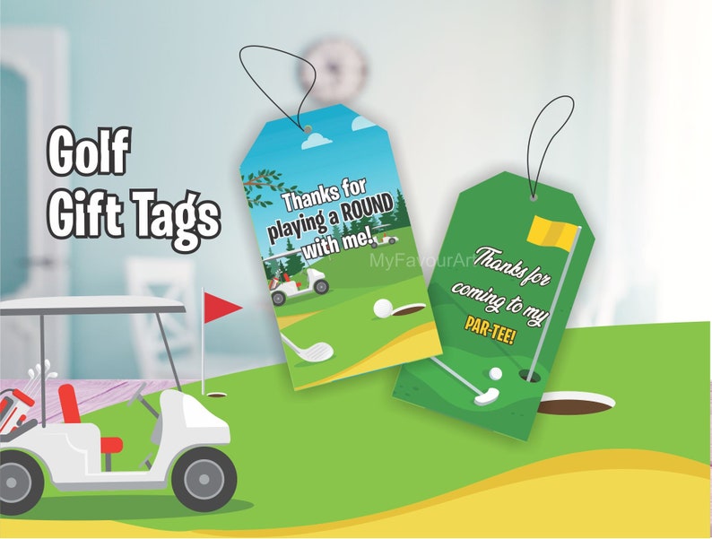 Golf Birthday Thankyou Gift Tags Printable Green Themed Party Etsy