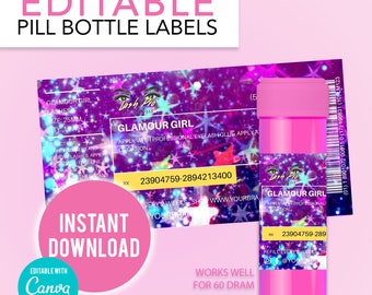 Etichetta per ciglia per bottiglia di pillola modificabile fai-da-te, etichetta per bottiglia di prescrizione, etichetta adesiva per ciglia, post per artista di ciglia, estensioni delle ciglia, modello Canva