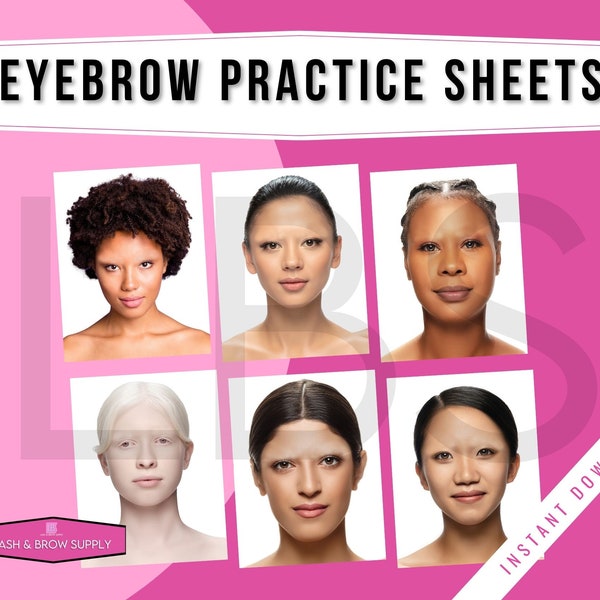 Eyebrow Practice Sheets, Brow Mapping, Microblading Practice, Microblading Training, Microblading Pattern, PMU Training, Brow Practice Forms