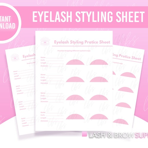Eyelash Map Sheets Eyelash Styling Guides Printable Lash Etsy