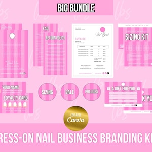 Kit de marca para uñas a presión, tarjeta de agradecimiento para uñas, historias de IG, tarjeta de instrucciones para uñas a presión, kit de medición de tamaño de uñas, aspectos destacados de IG, tarjeta de fidelidad